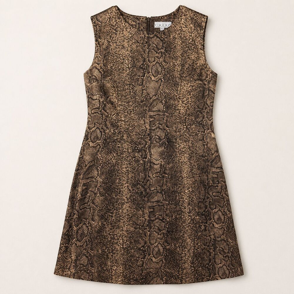R-Wear Rampage Womens 11 Snake Print Sleeveless A-Line Dress Brown Tan